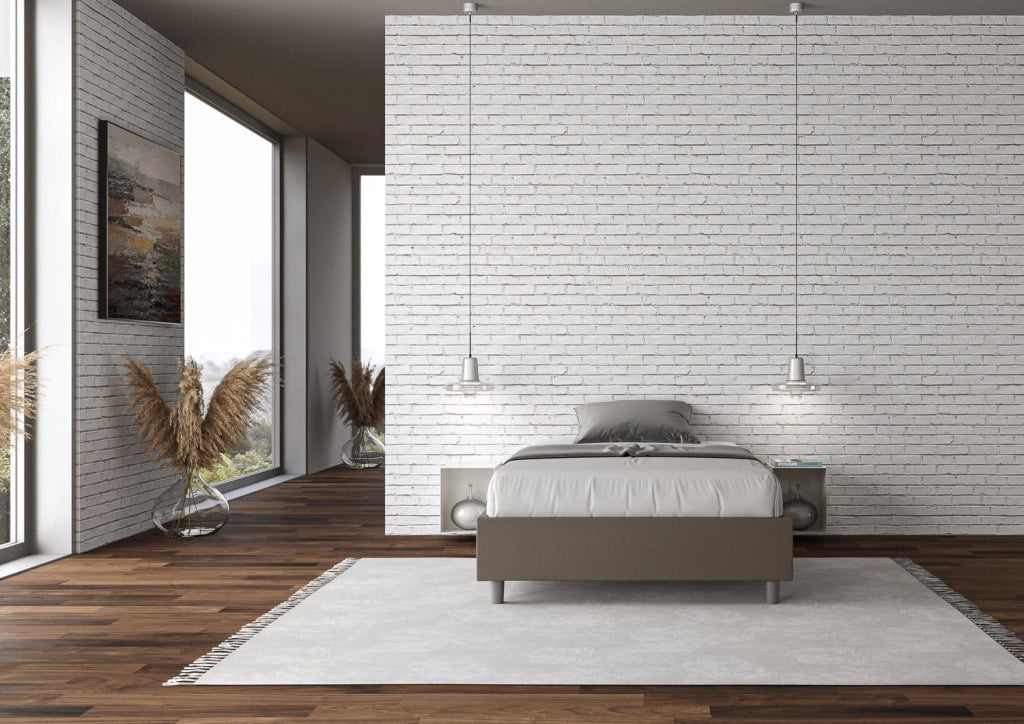 Letto 1 Piazza e Mezzo Sommier 120x190 cm con Rete Azelia Cappuccino