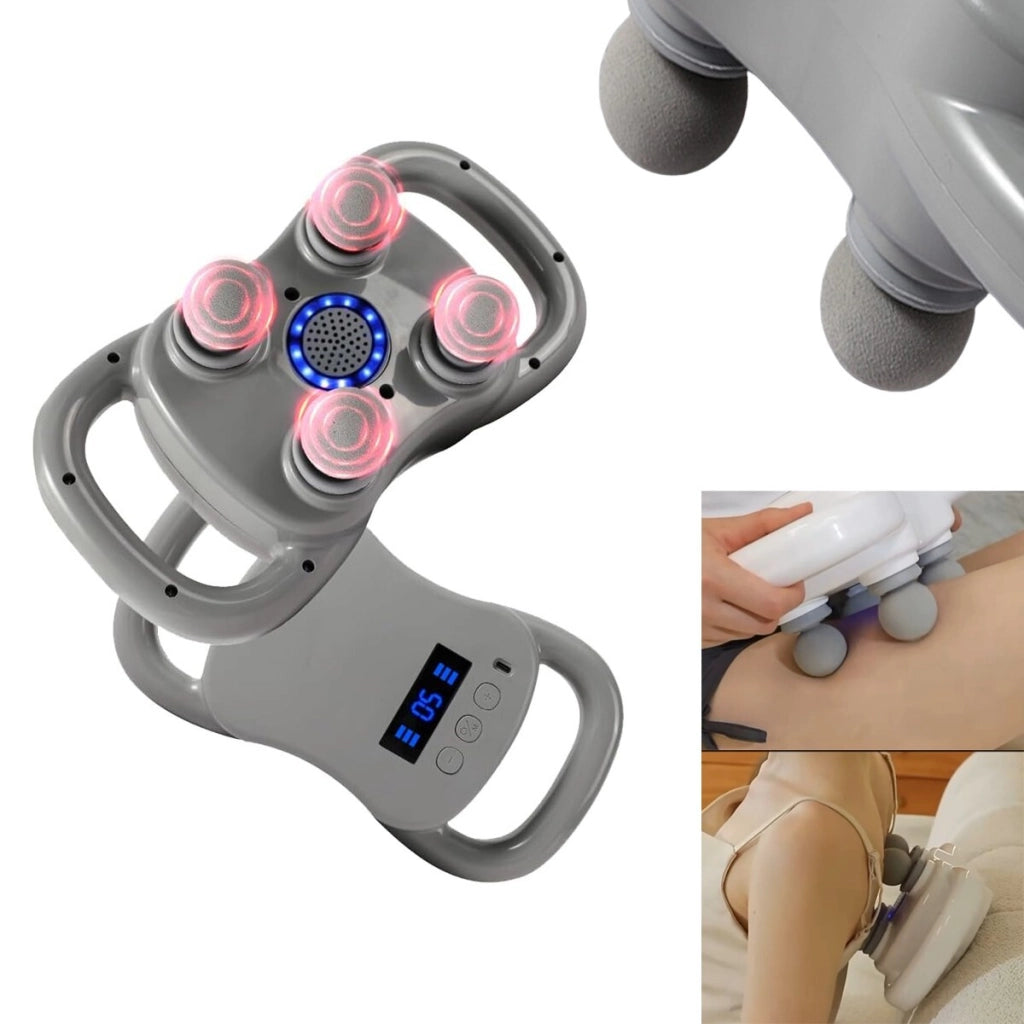 PISTOLA MASSAGGIO PERCUSSIONE A 4 TESTE SCHIENA GAMBE COLLO ALLEVIA IL DOLORE
