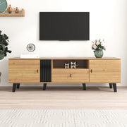 Mobile TV 170 cm, 2 ante + 1 nicchia + 1 cassetto, vetro e pannello di particelle, colore naturale, soggiorno