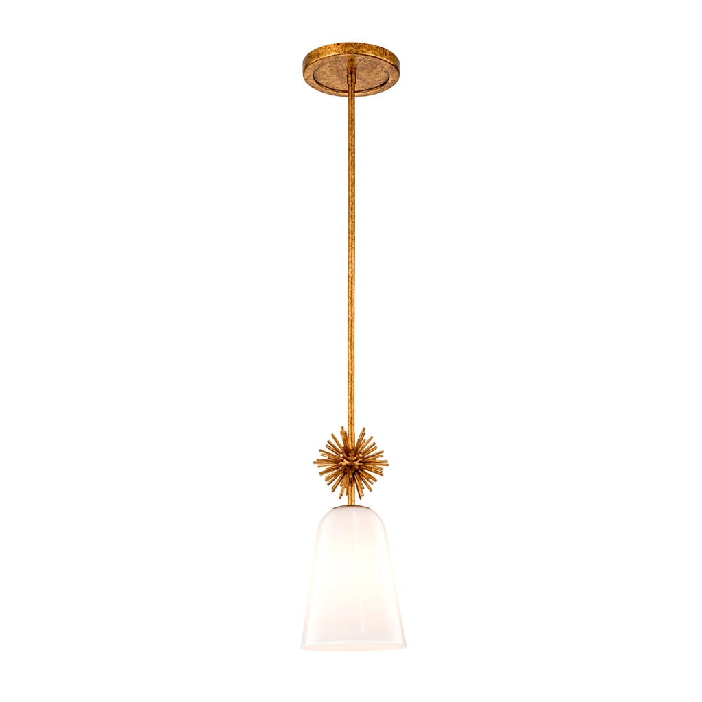 Lampada a sospensione ottone vetro opale E27 Elstead