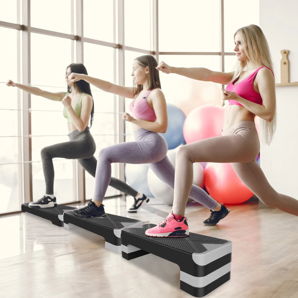 Step Aerobico Regolabile con Pedana 68,5 cm e Altezze 10/15/20 cm, Grigio