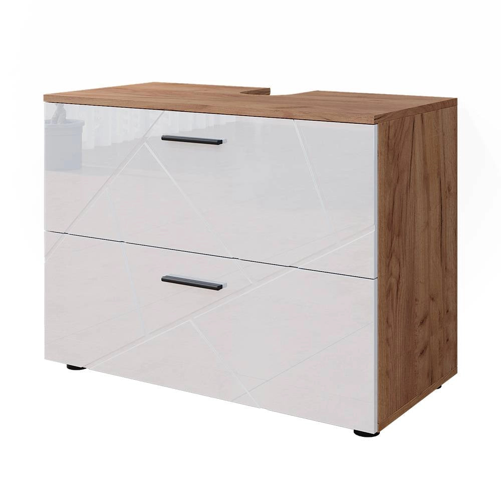 Vicco Mobile sottolavabo per bagno Bianco lucido/oro power oak 80 x 58.6 cm