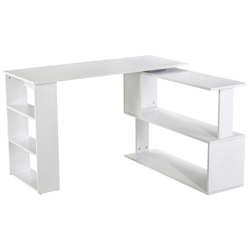 SCRIVANIA AD ANGOLO CON 5 RIPIANI 120 X 100 X 74 CM BIANCA