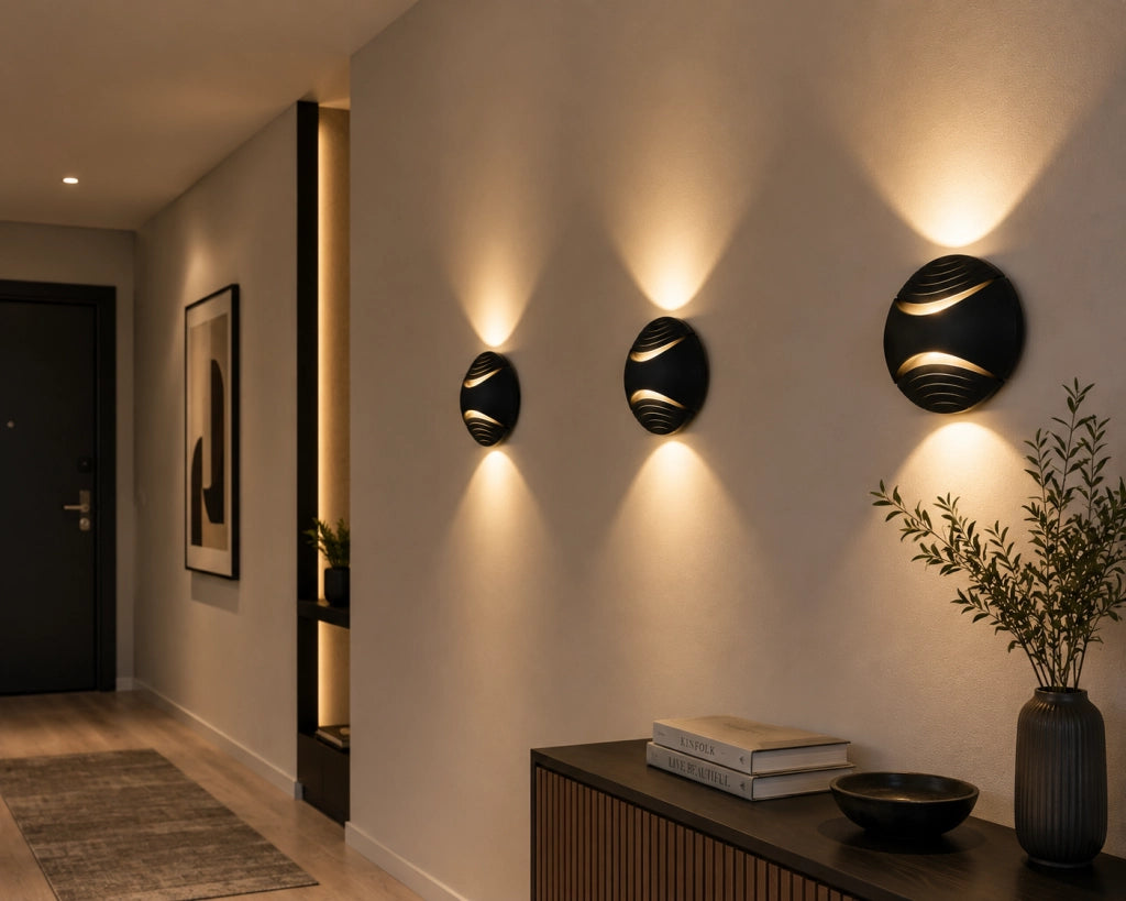 Applique LED 6W in alluminio nero, doppio fascio Up Down, 480 lm, CCT switch Luce calda fredda e naturale