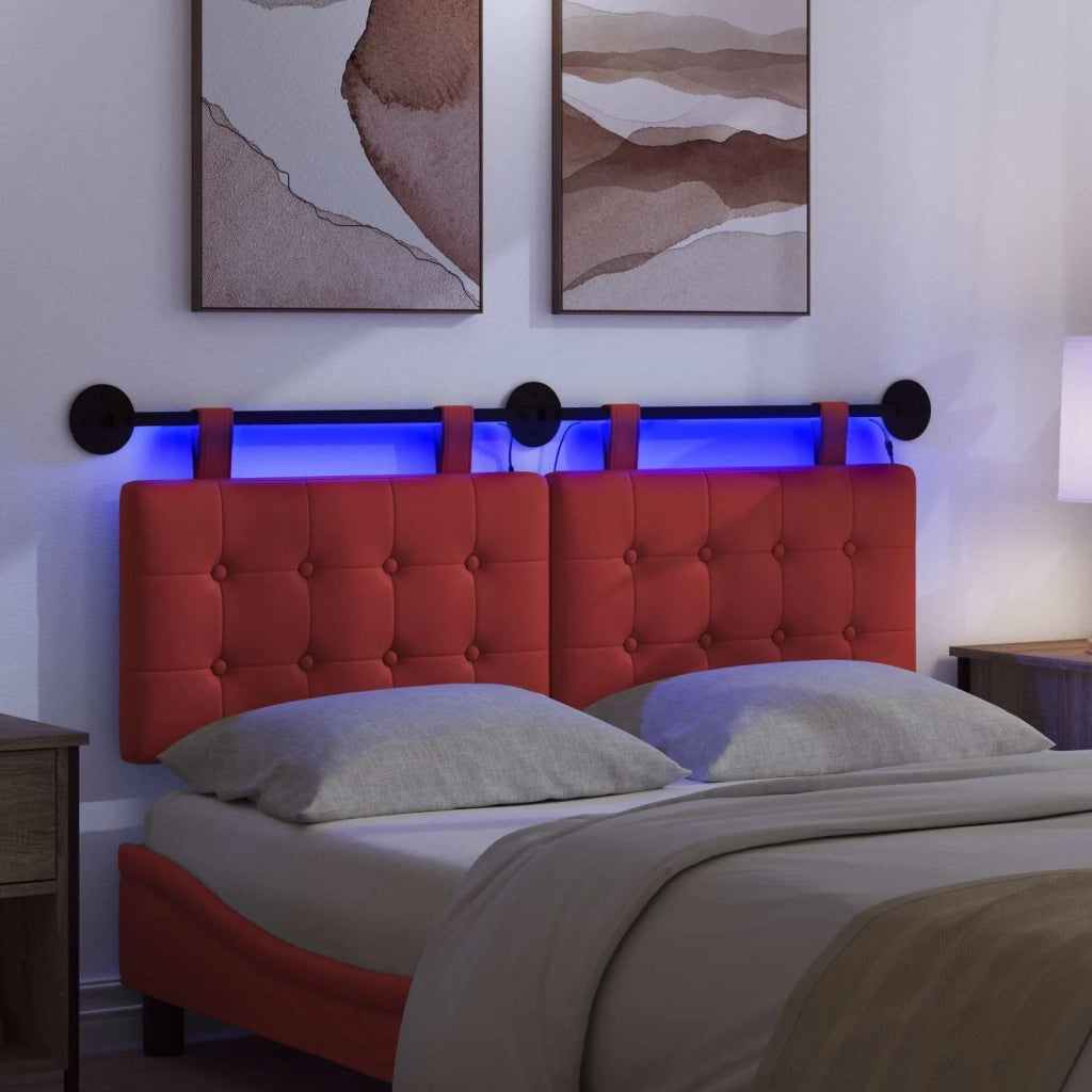 Testiera | Testata sospesa Con luce LED Rosso Similpelle