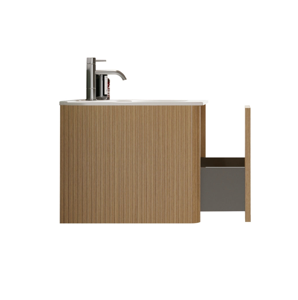 Mobile bagno 60 cm con lavabo in Solid Surface finitura rovere