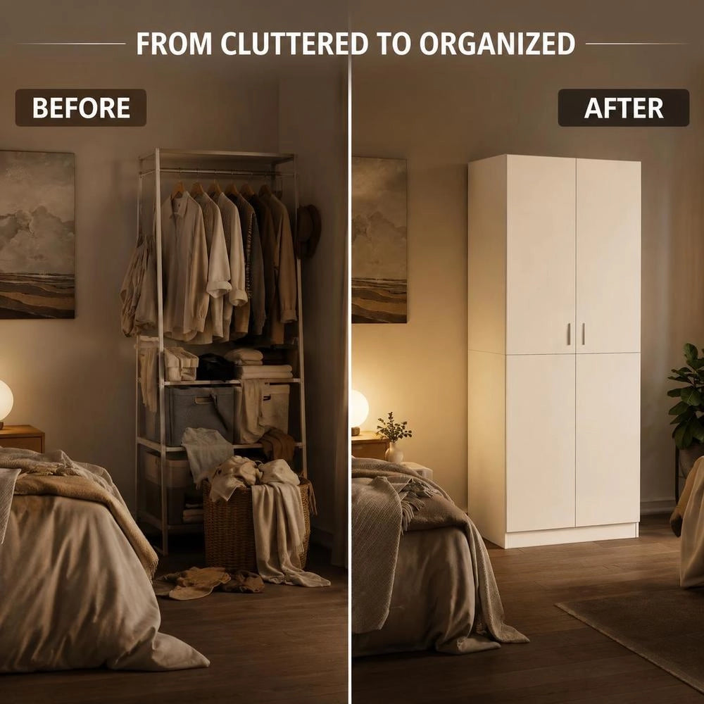 Wardrobe White 80x52x180 Cm Wood-based Material