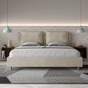 Letto imbottito Matrimoniale 200x200 cm Antea - Contenitore,Microfibra,Sabbia