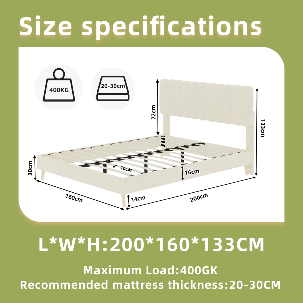 letto imbottito tessuto e metallo beige 160 x 200 cm