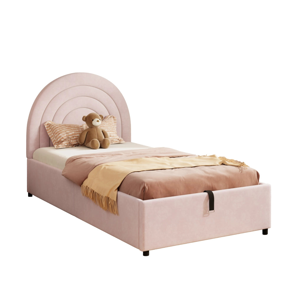 letto imbottito velluto rosa 95 x 211 cm