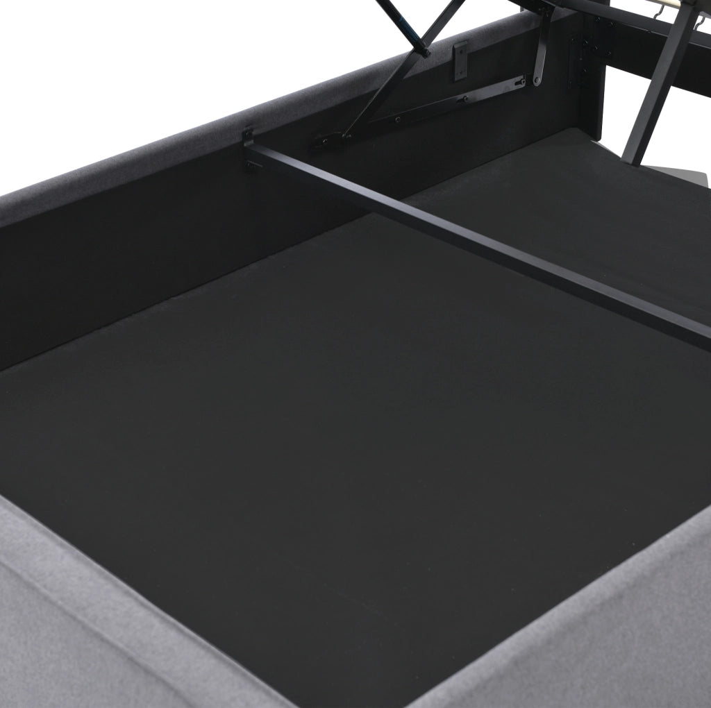 Letto matrimoniale contenitore 160x200 cm con sollevamento idraulico in cotone grigio HOMVRA