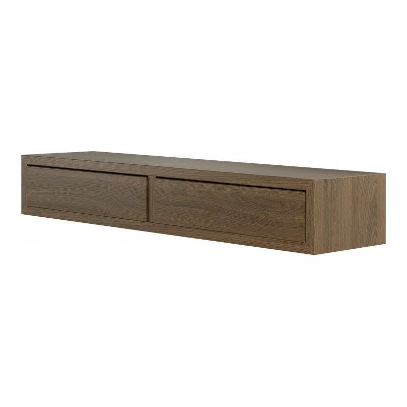 Mensola da Muro con Cassetto, Comodino Sospeso, Mensola da Parete, Rovere Tabacco, 88,2x13,4 p23,7 cm - Domino Maxi