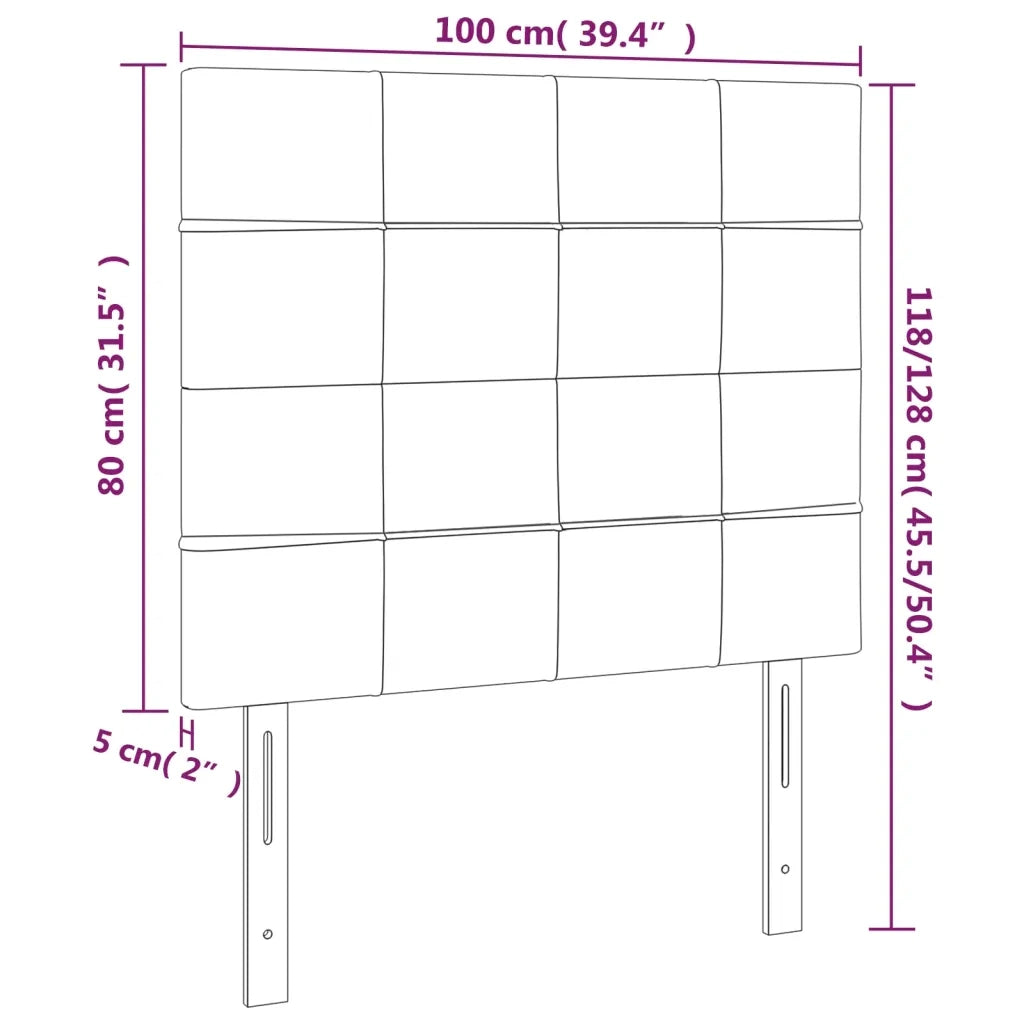 Testiera | Testata Nera 100x5x118/128 cm Velluto