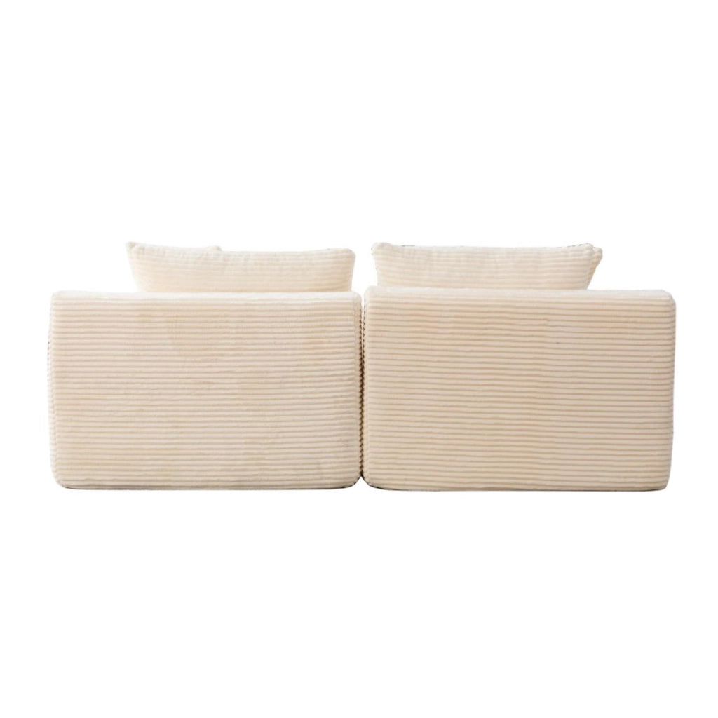 Divano modulare, divano compatto, divano in chenille, schiuma ad alta elasticità 30D, base antiscivolo, 2 posti, beige