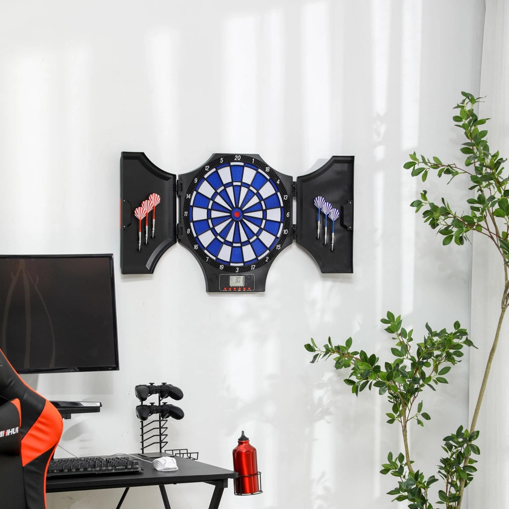 EasyComfort Bersaglio Freccette Elettronico in PP con 6 Freccette e Monitor LCD, 83x45x4 cm, Rosso e Nero