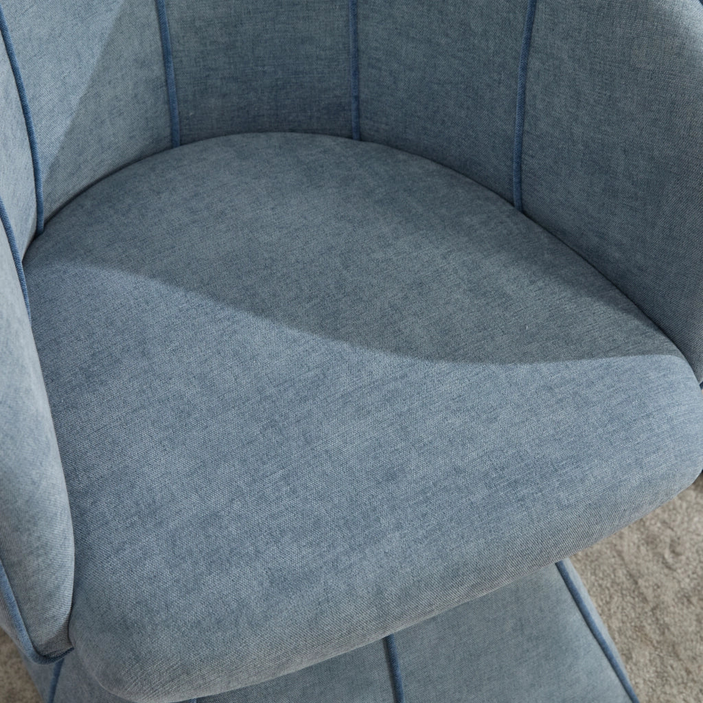 Poltrona girevole 360¡ã in ciniglia blu con schienale alto e braccioli