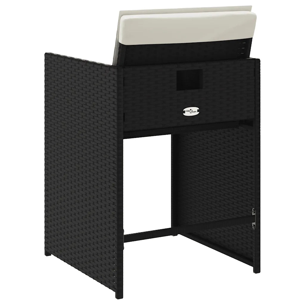 Sedie da Giardino con Cuscini 4 pz Nere in Polyrattan 364983