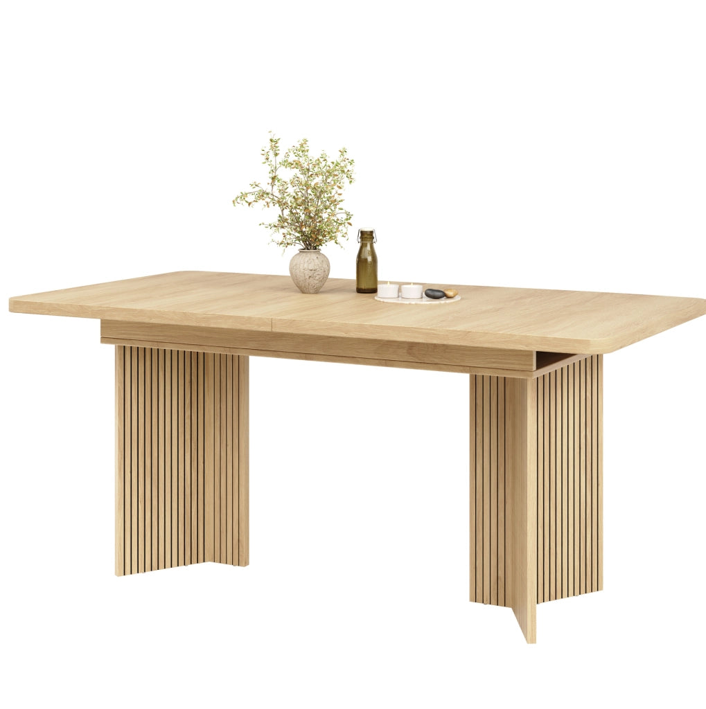 Tavolo da pranzo allungabile 120/160x80 cm in MDF e metallo con gambe a V