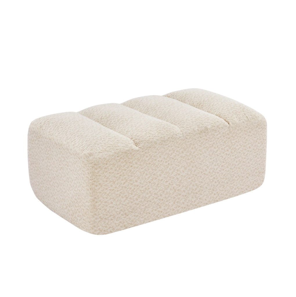 Sofa senza telaio con pouf abbinato in fleece granulare beige e bianco