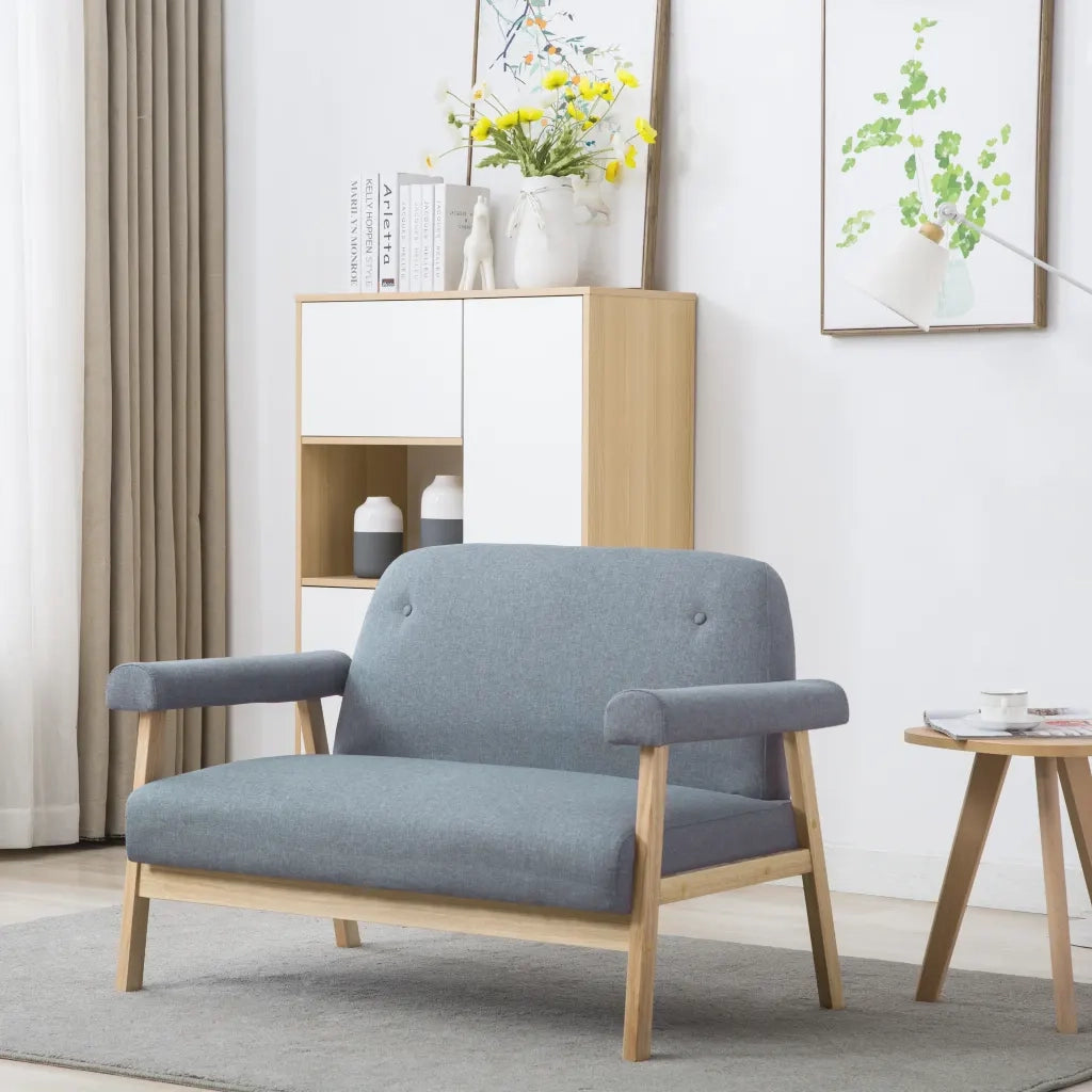 Divano a 2 Posti-Sofa 2 Posti in Tessuto Grigio Chiaro 224291