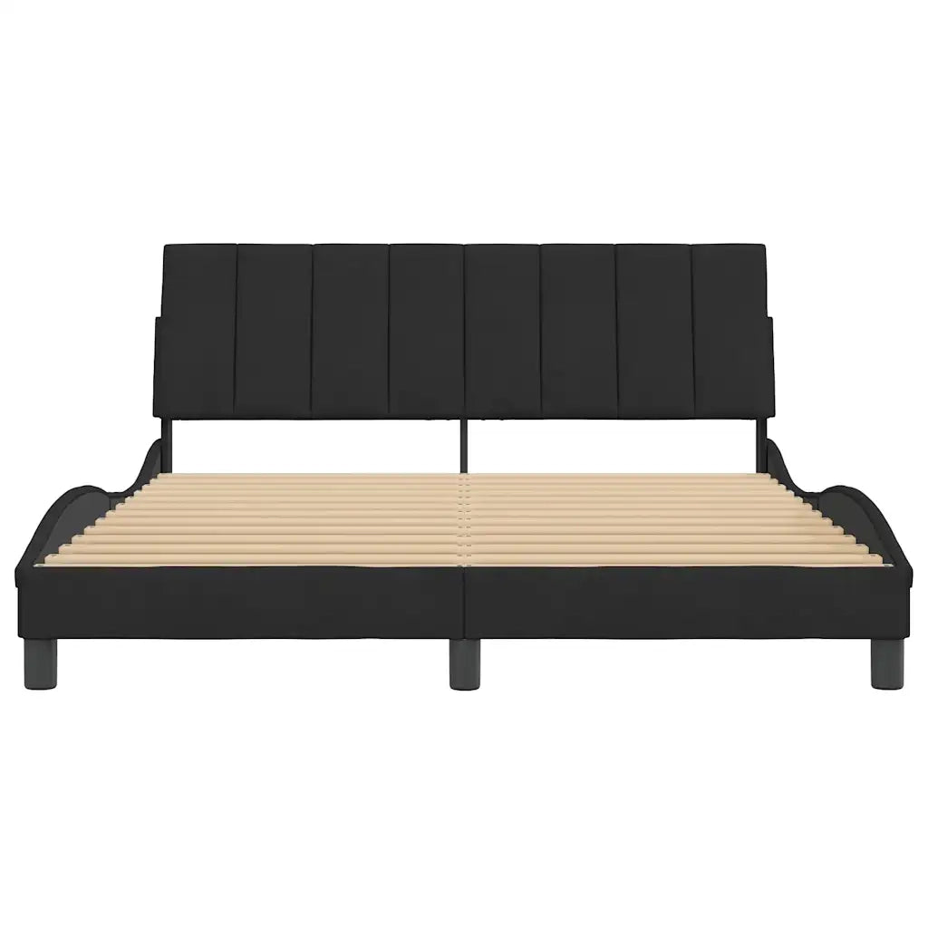 Giroletto senza Materasso-Struttura Letto Hanko Nero 160x200 cm in Velluto