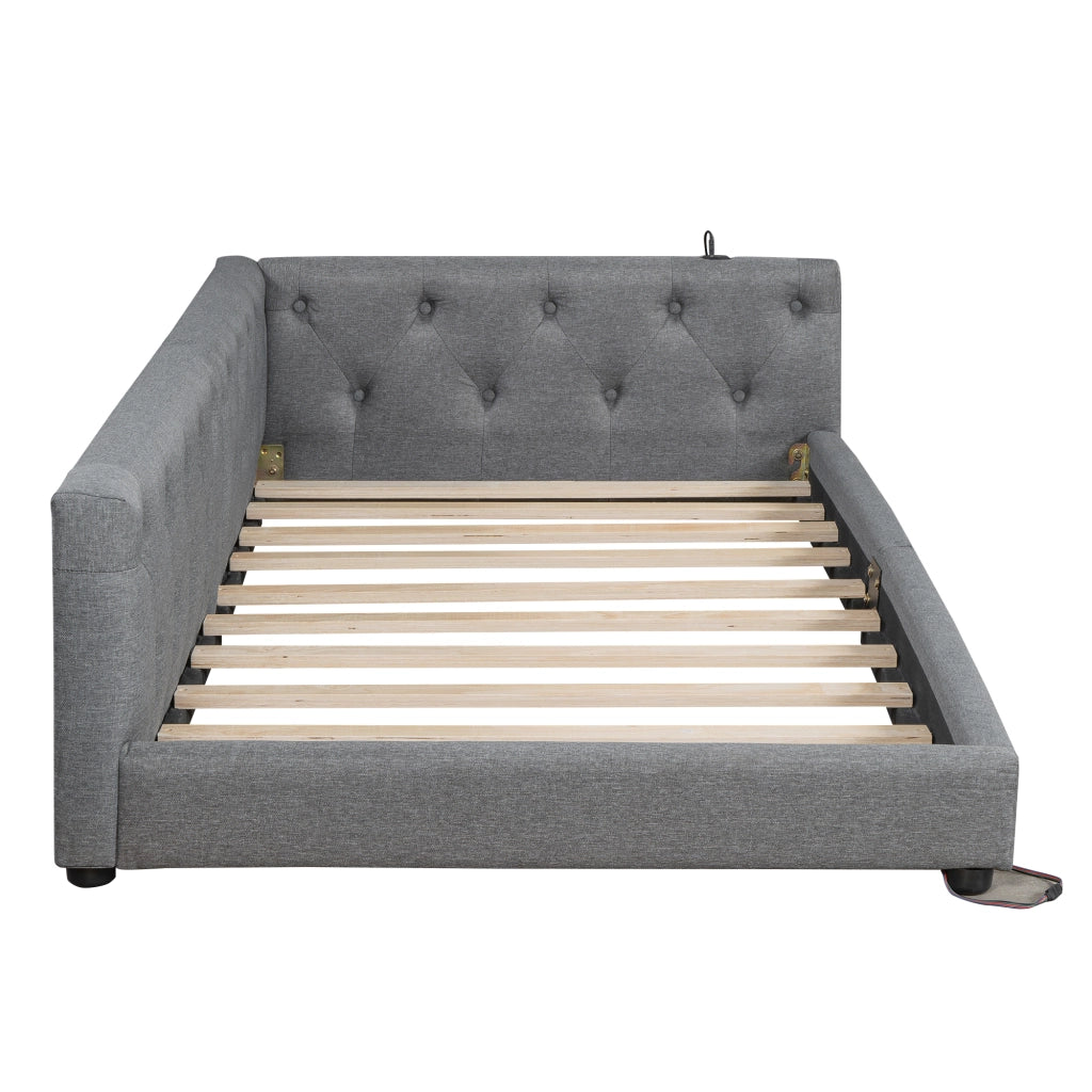 Daybed Imbottito 90x200 cm con LED; USB; USB-C; Grigio