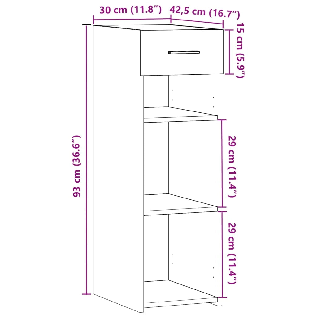 Buffet credenza cassettiera armadio mobile contenitore organizer cucina soggiorno salotto 30 x 42,5 x 93 cm legno ingegnerizzato grigio 02_0031864