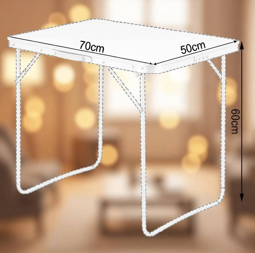 Tavolo Pieghevole Portatile in Ferro e Alluminio 70x60x50 cm Grigio per Campeggio e Attività Outdoor