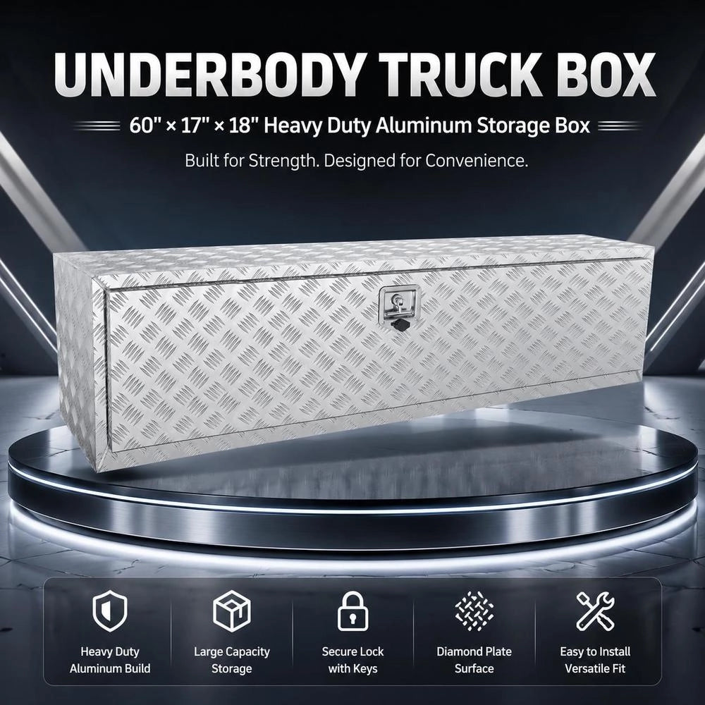 Underfloor Truck Box, 1524 X 430 X 460 Mm Pickup Storage Box, Aluminum Toolbox With Lock & Keys, Waterproof Trailer Toolbox For Trucks, Vans, Trailers, Etc.