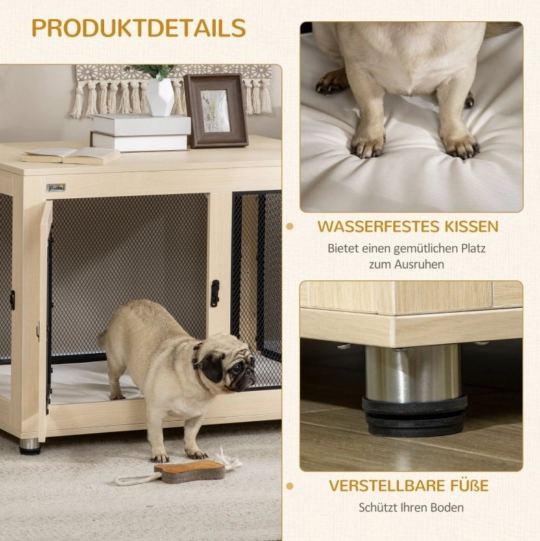 Gabbia per cani con chiusura 94 x 60 x 71,5 cm in acciaio naturale e nero