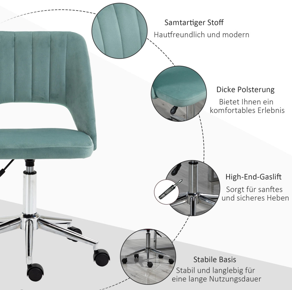 Sedia da ufficio ergonomica verde regolabile con ruote