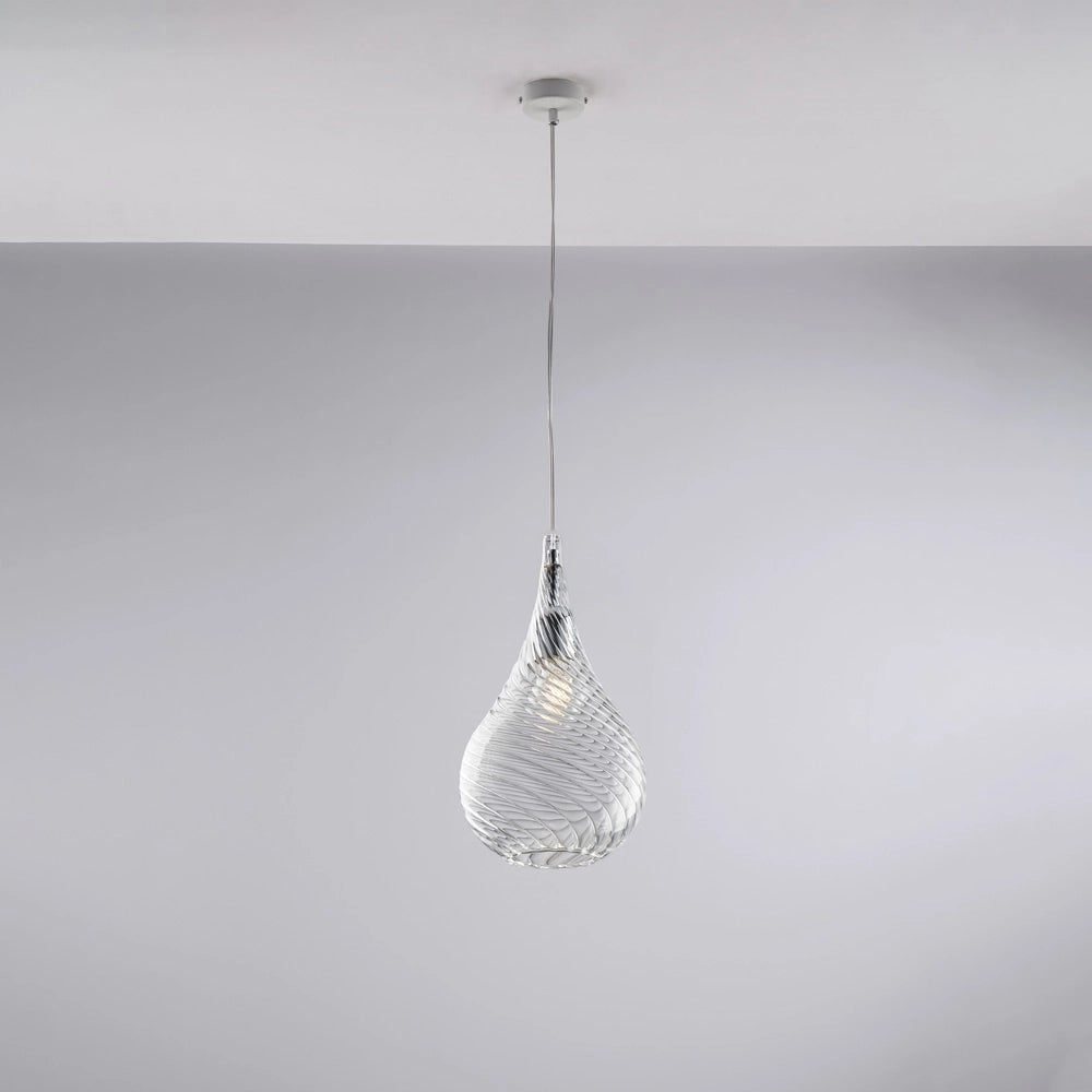 Lampadario Moderno Pluvia Metallo Trasparente 1 Luce E27