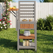 Armadio da giardino in legno massiccio con ripiani doppi e piano in acciaio inox resistente alle intemperie, mobile da esterno per forno e barbecue