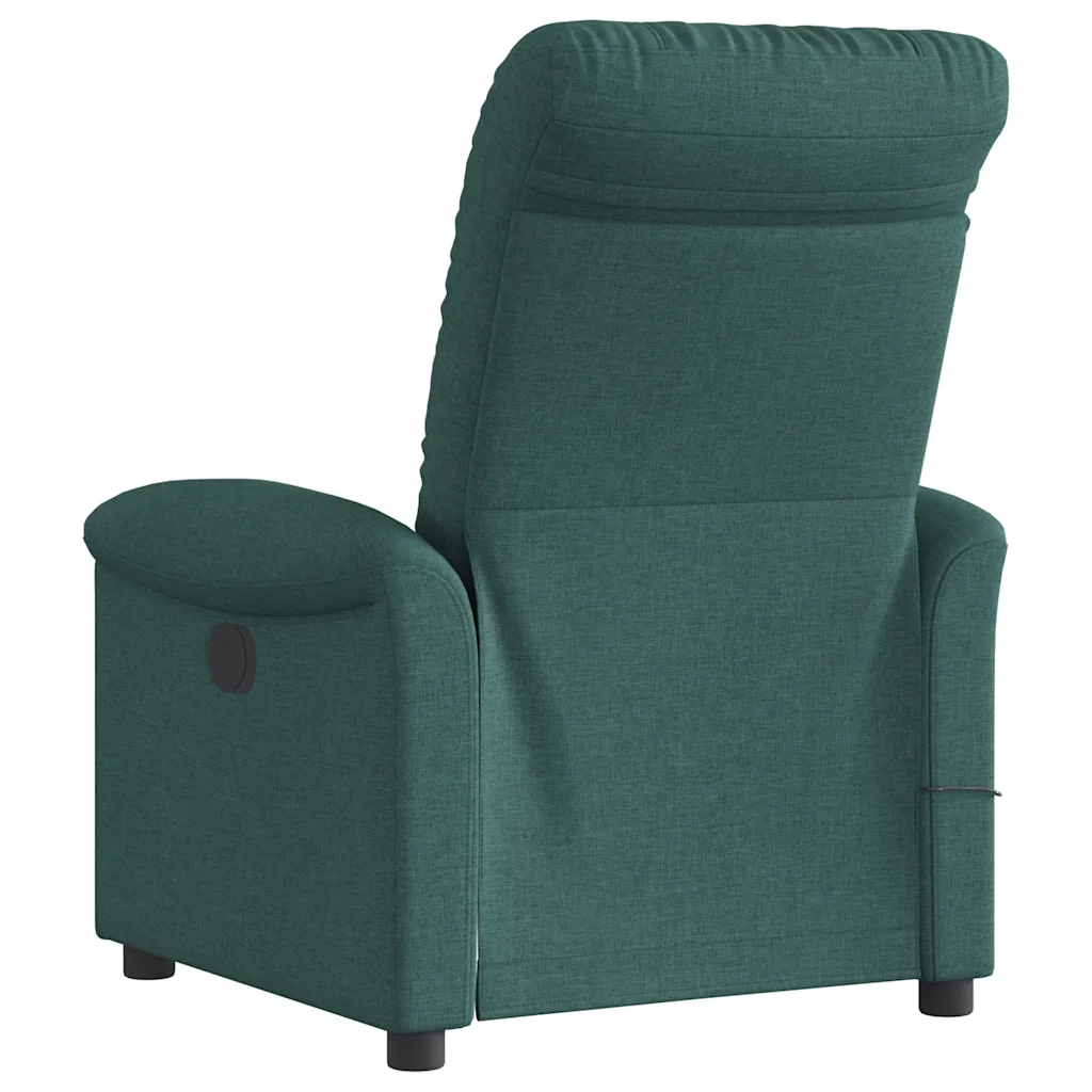 Poltrona Massaggiante | Sedia Relax Reclinabile Elettrica Verde Scuro Tessuto