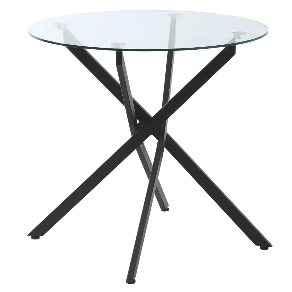 Tavolo da pranzo rotondo con piano in vetro temperato e gambe metalliche ¨C Minimal ¨C 80 cm di diametro, per 4 persone