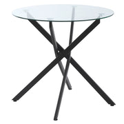 Tavolo da pranzo rotondo con piano in vetro temperato e gambe metalliche ¨C Minimal ¨C 80 cm di diametro, per 4 persone