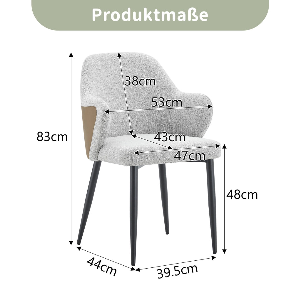 Set di 2 sedie da pranzo grigio chiaro con gambe nere