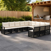 Set Divano da Giardino 11 pz Nero polyrattan 3435850