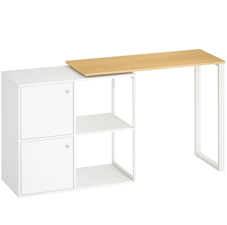 Scrivania angolare a L 150x40x75 cm in legno bianco girevole 360° con vano