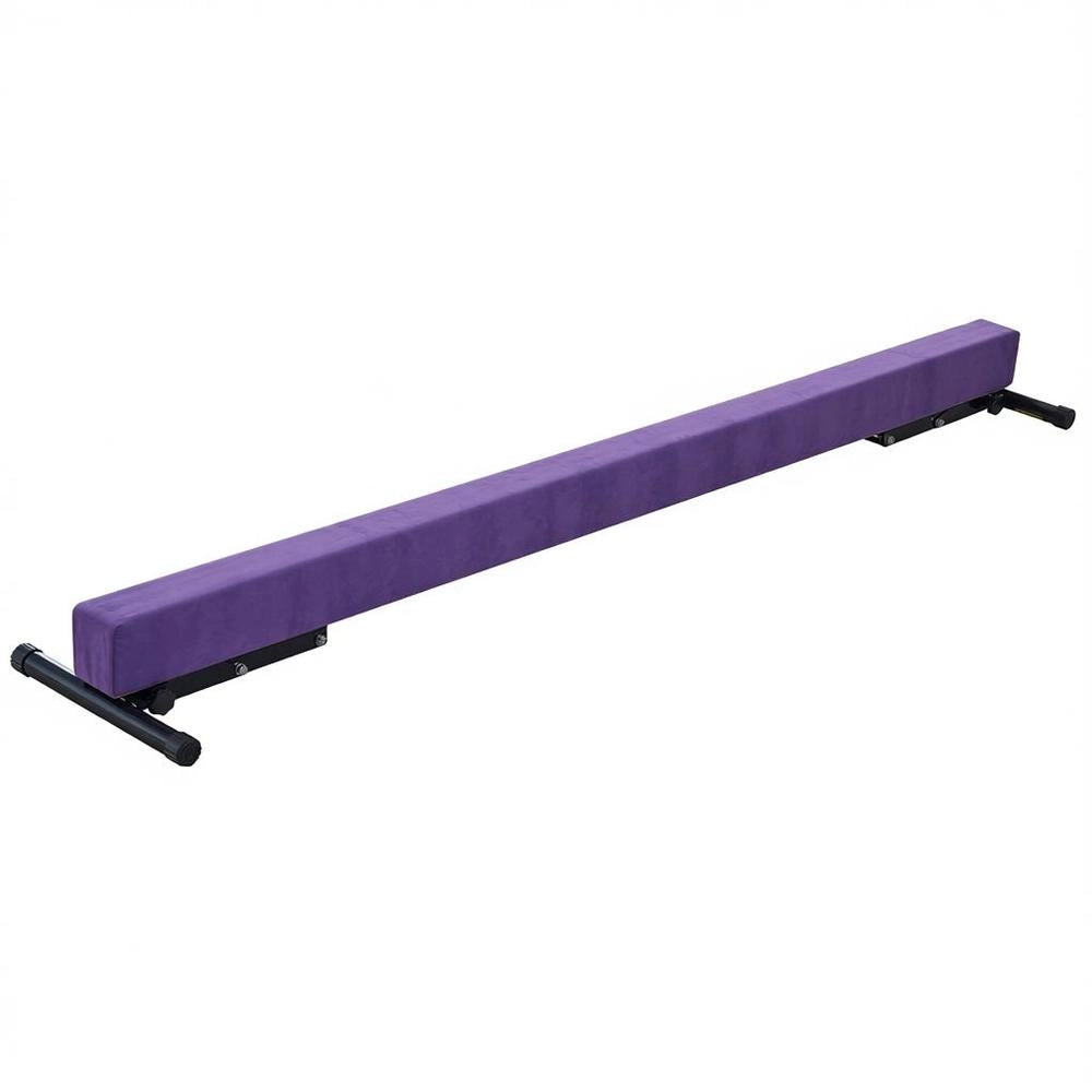 Trave Equilibrio Ginnastica Regolabile 8 Ft Nucleo Legno EVA 5 Altezze Casa Fitness Allenamento Viola