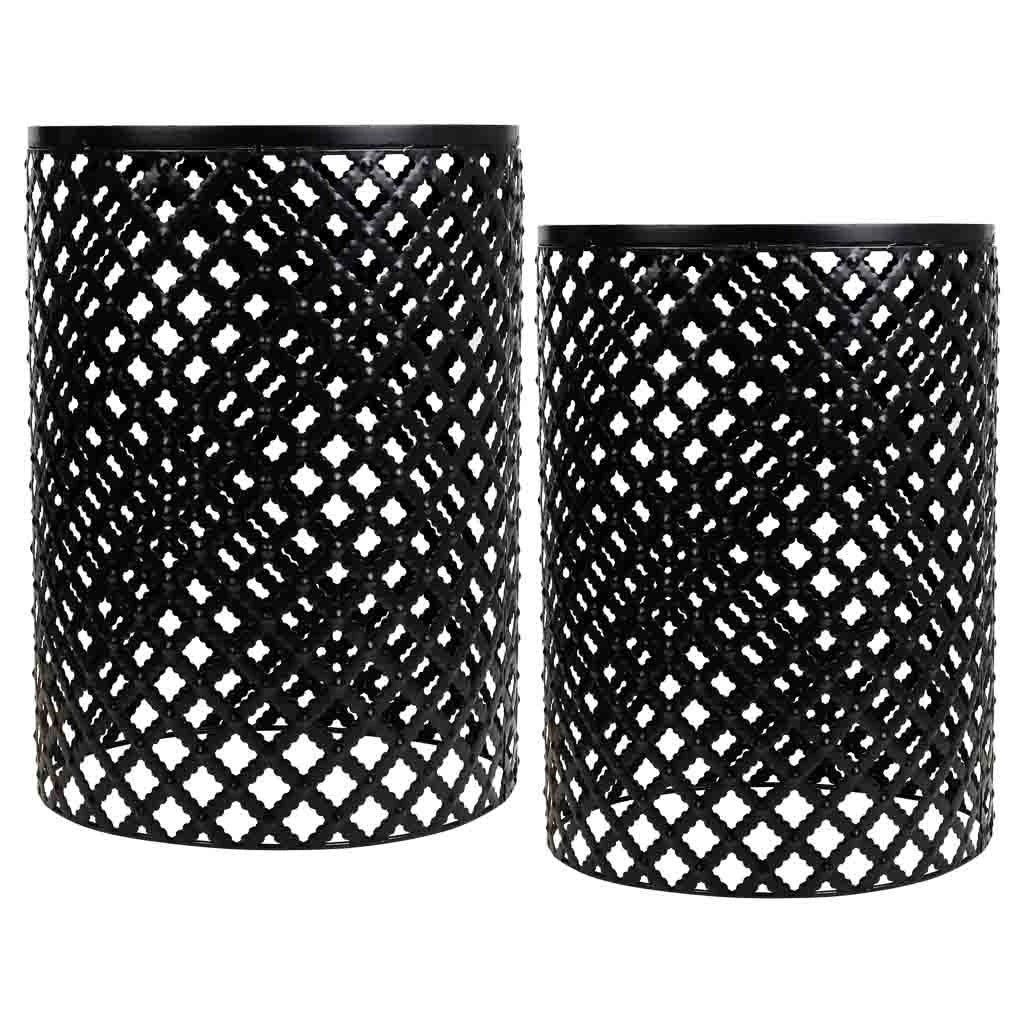 Set di 2 supporti in mosaico nero e metallo