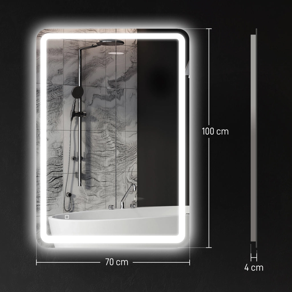 Specchio Bagno con Luce LED e Antiappannamento ¨C zephmum ¨C Bianco 70x100