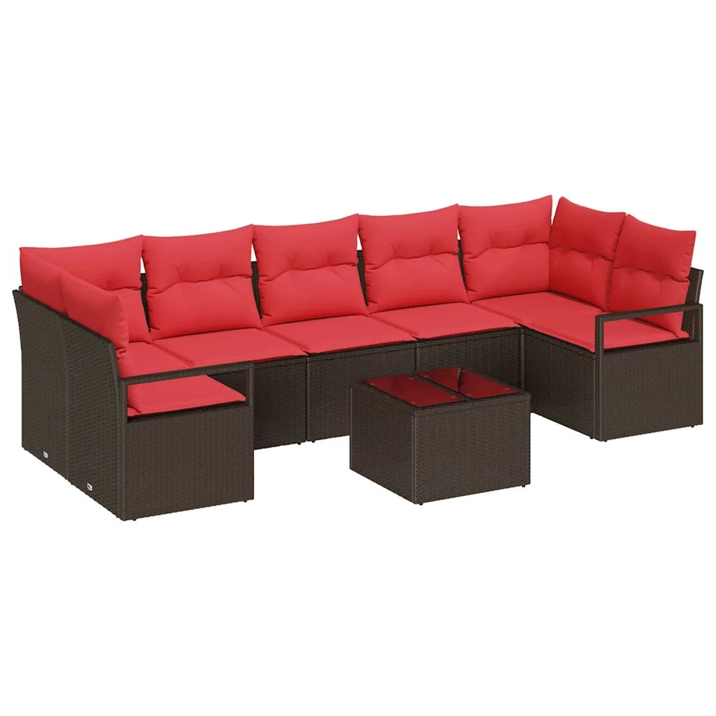Set Divano da Giardino 8 pcs Beige e Rosso polyrattan 3354973