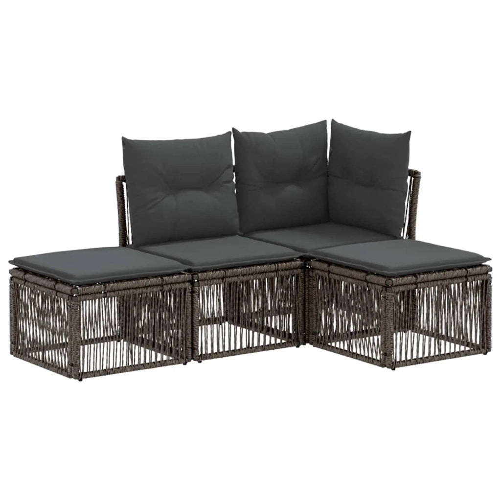 Set Divano da Giardino 4 pz Grigio polyrattan 3434180