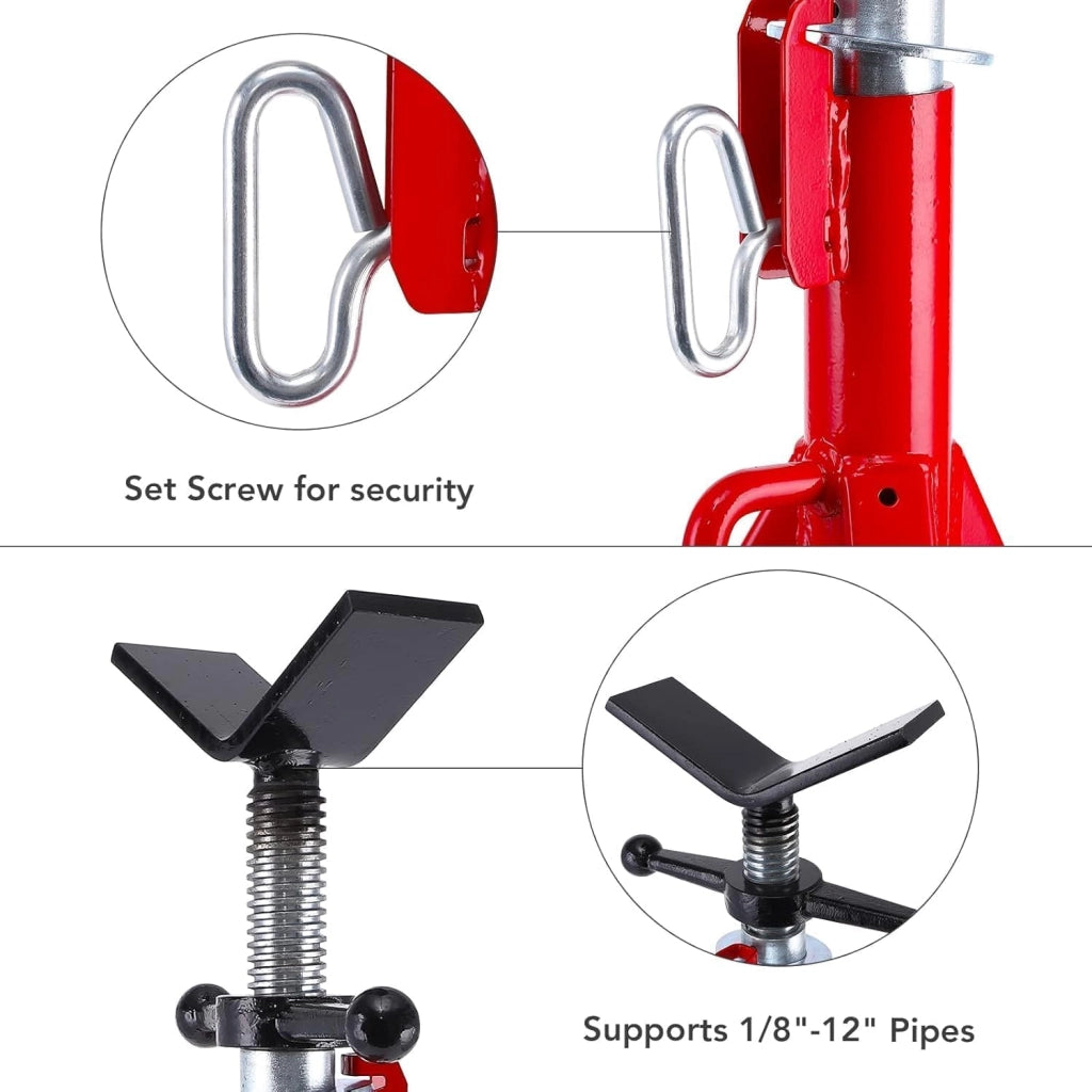 Supporto tubo flessibile regol. attacco V (61-132 cm) - 2pz; piegh./portatile; 1134 kg; acciaio carb. - offic.; rip. auto; cantiere - antiruggine