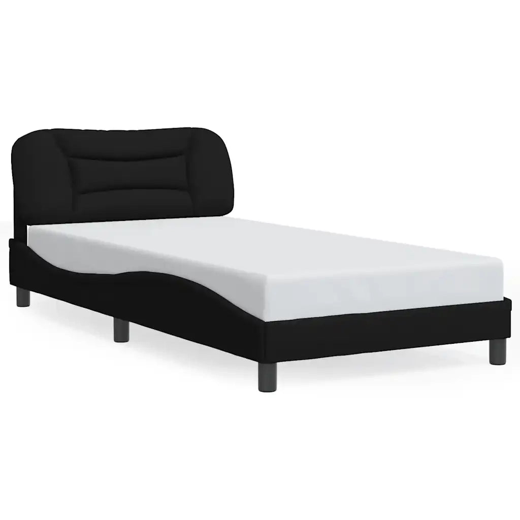 Letto singolo | Letto per adulti | Giroletto senza Materasso Hvar Nero 100x200 cm in Tessuto