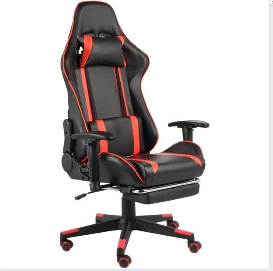 Sedia da Gioco con Supporto per i Piedi - Sedia per Computer - Sedia per Ufficio - Regolabile - Nero e Rosso