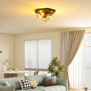 Lampada da Soffitto Industriale Geometrica a 3 Luci ¨C Minimal ¨C Nero e Oro