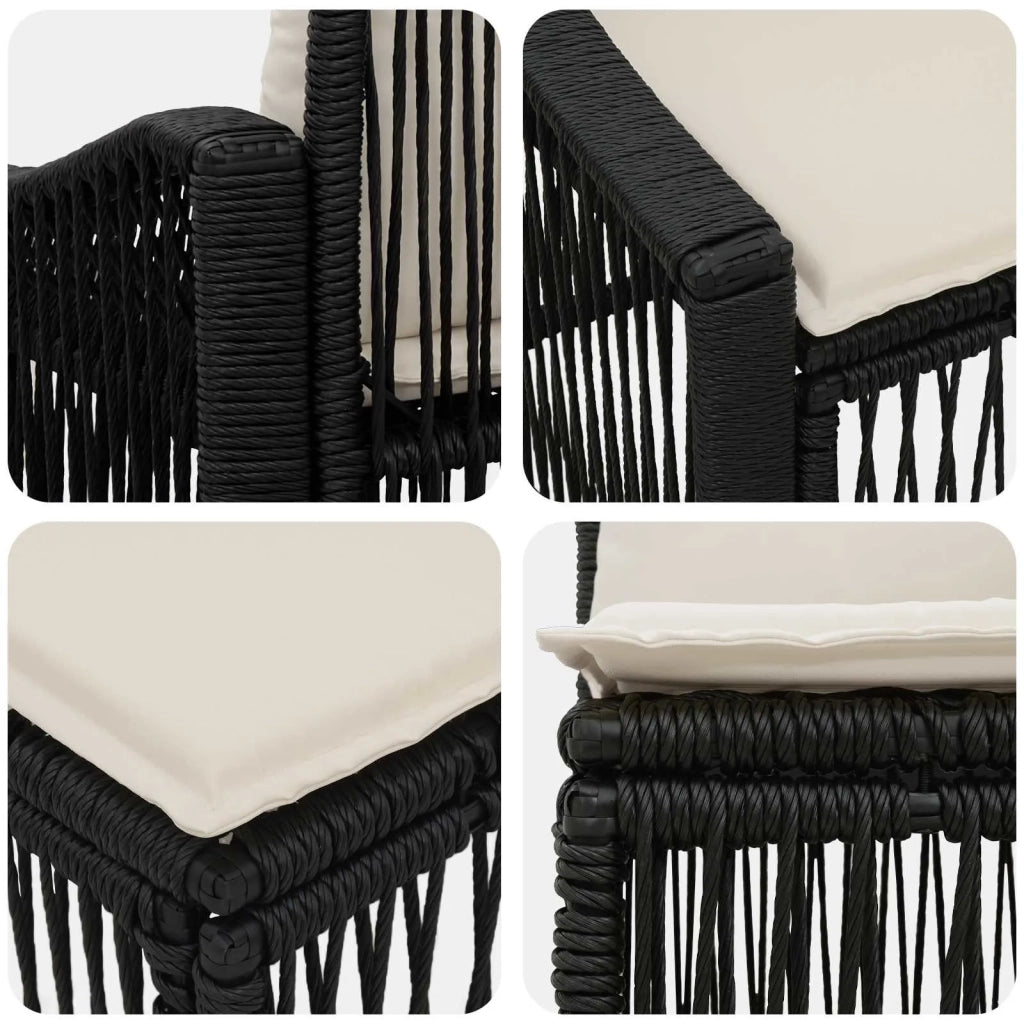 Set Divano da Giardino 8 pz Nero polyrattan 3436066