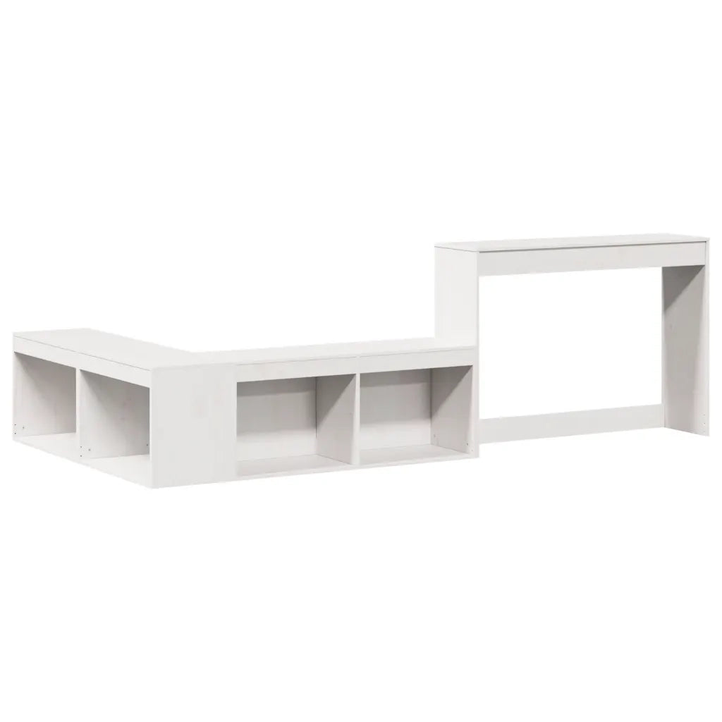 Comodino | Armadio da Notte | Mobiletto da notte con Scrivania Bianco 232x122x75 cm Legno Massello di Pino